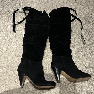 Black knee high toe boots